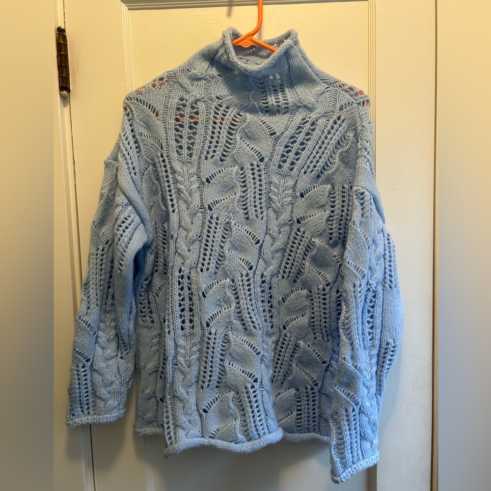 Rimini Sky Blue Women's Turtleneck Sweater